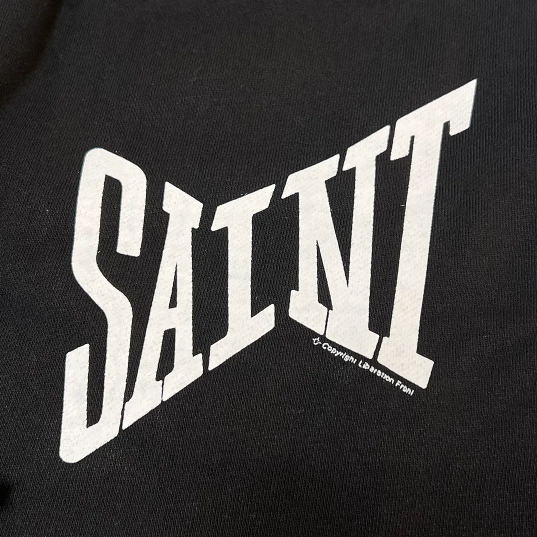 SAINT Mxxxxxx RIBON SAINT Sweat Pants/BLK Basic SAINT LOGO sweatpants Black S-XL God-cut Loose fit Four-needle six-thread boneless sewing Upper body comfortable Original light fleece sweatshirt fabric Original consistent fruit logo/angel logo